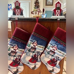 Christmas stockings and holders.
